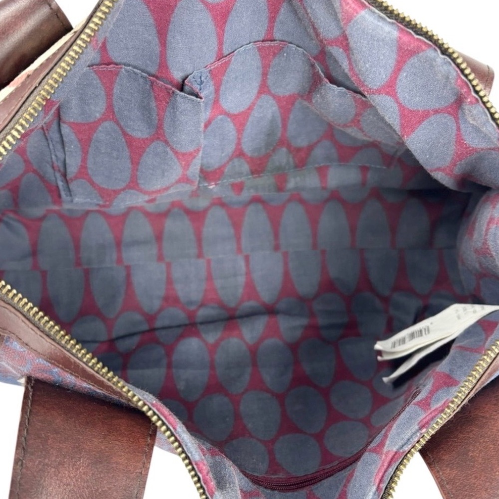 Desigual Embroidered Floral Pattern Faux Leather Trim Double Handle Shoulder Bag - Picture 13 of 14
